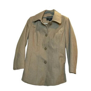 London Fog Women's Beige Wool Blend Peacoat Size M Mid-Length Winter